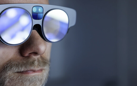 A man wearing a VR set